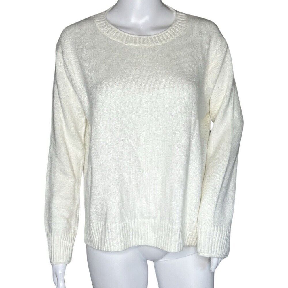 Banana Republic Sweater Women Small Petite White Lofty Sweater Neutral Minimal